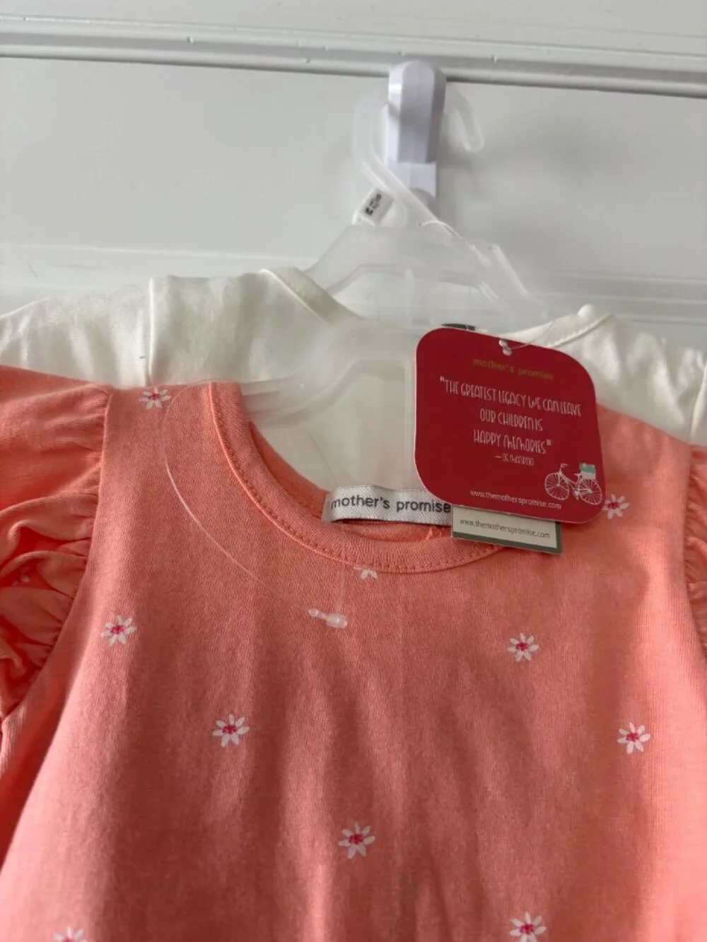 Mother's Promise Coral/Peach Flutter-Sleeve Baby Girl Outfit Set Size 9-12 Month